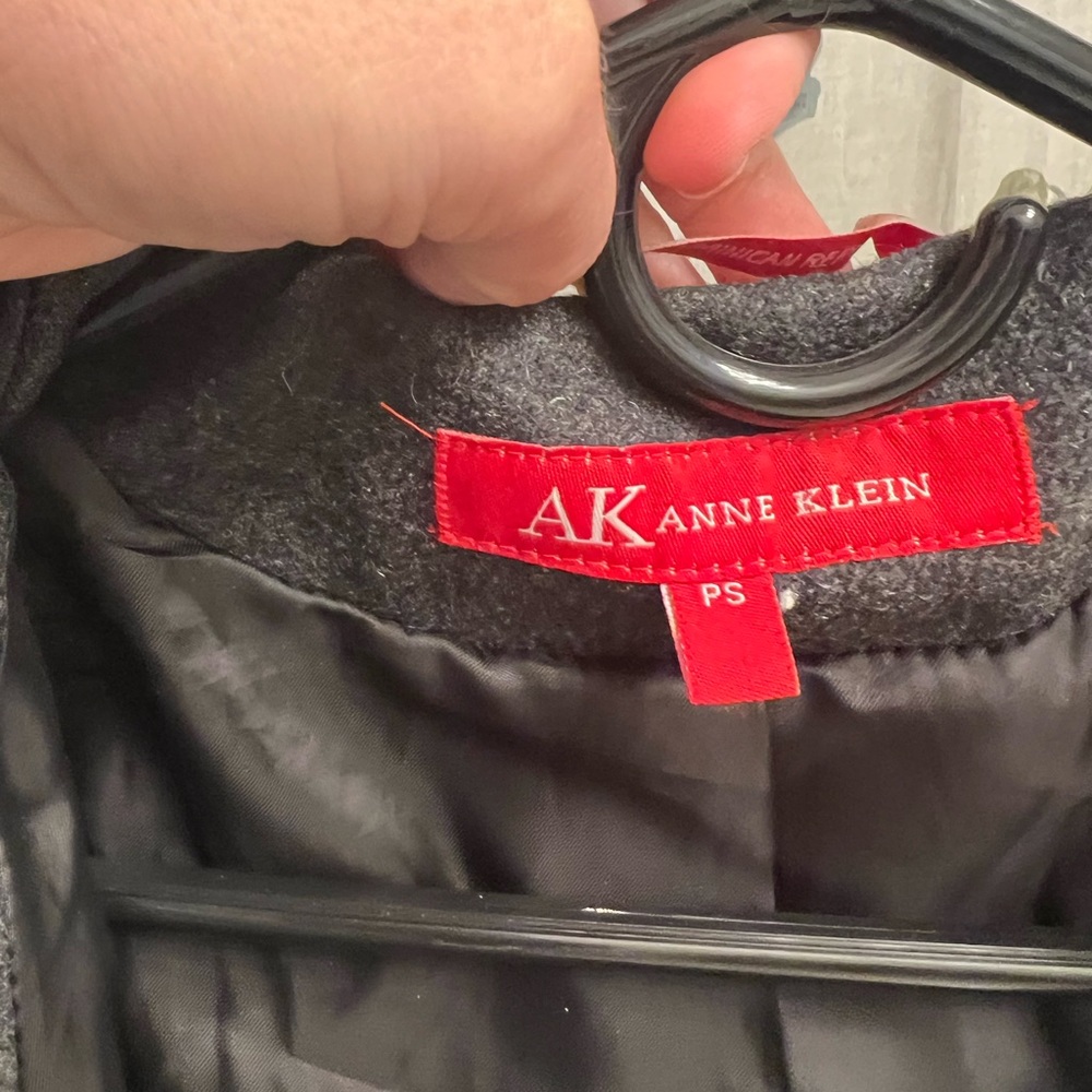 Anne Klein grey wool with lining coat.  Medium to heavy weight.